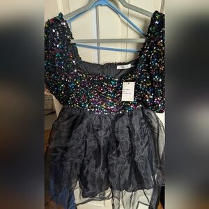 Wonder Nation Black Multicolor Sequin Dress